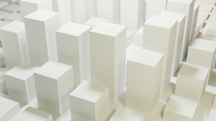 White Cubic Cityscape Abstract Background  3D Rendered Architecture Model for Website Design