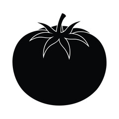 tomato on a black silhouette vector illustration