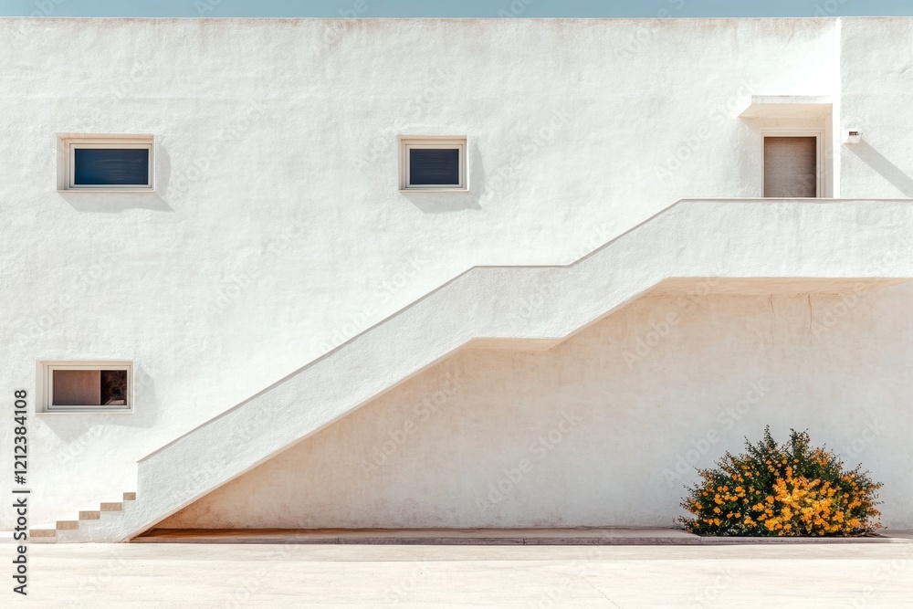 Poster A clean graphic of zigzagging stairs, depicted in sharp, angular lines with soft neutral tones