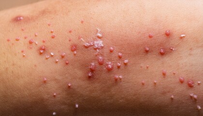 Fototapeta premium Skin Rash and Dermatitis Textures: A Closer Look at Allergic Reactions