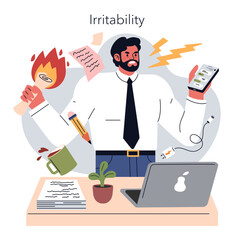 Burnout Signs. Flat Vector Illustration