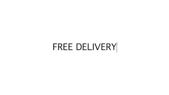 "Free Delivery" Typewriter Title. Animated 4k Text. 
