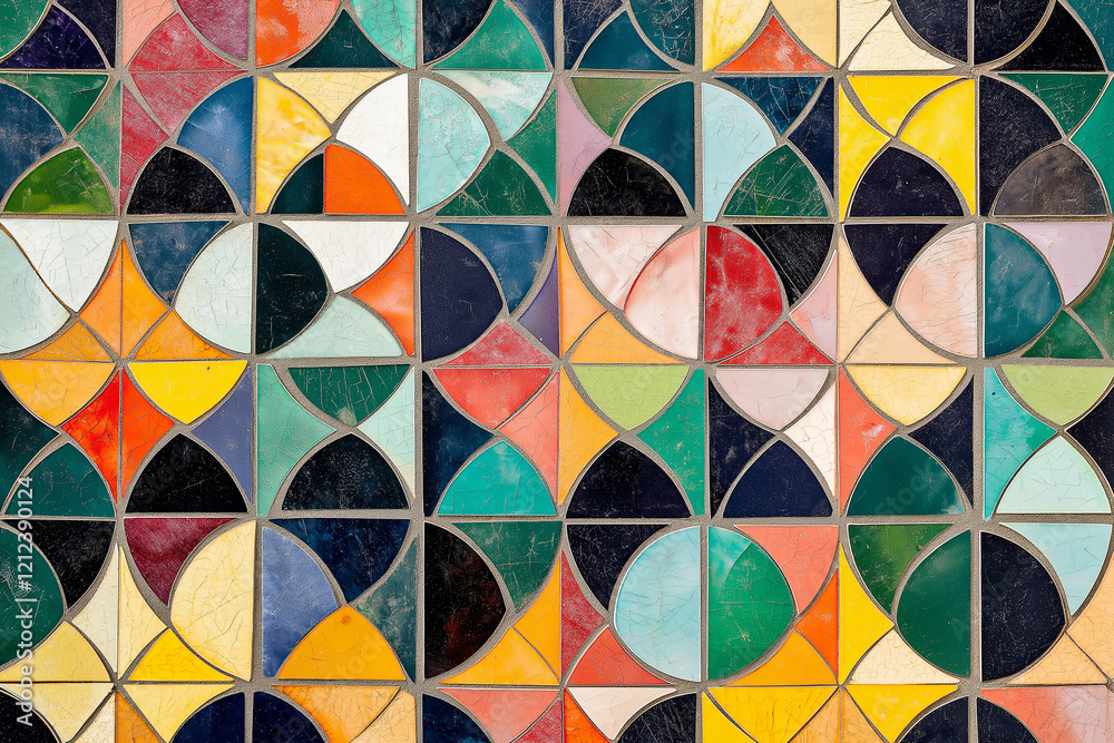 Poster A colorful mosaic with a geometric pattern.