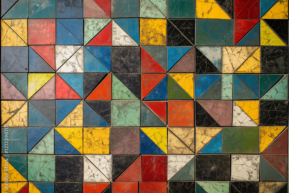 Poster a colorful mosaic with a geometric pattern.