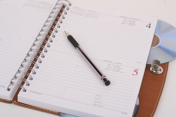 Agenda notebook for notes or planning. For agenda, appointment and schedule in diary, journal or planner