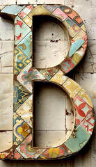 This artistic representation of 'B' showcases intricate tile designs beautifully.