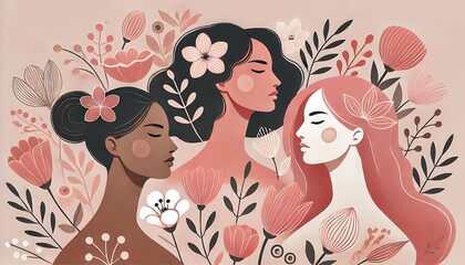 International Women's Day banner background women feminine silhouette leady graphic design  Image