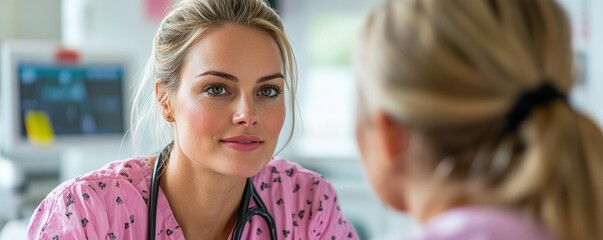 A nurse is explaining the process of early cancer screening to a patient, creating a supportive environment and demonstrating the importance of preventative care This image showcases a healthcare