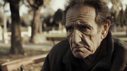 Elderly person standing alone, looking confused and uncertain, capturing the vulnerability and challenges faced by the aging population in modern society.