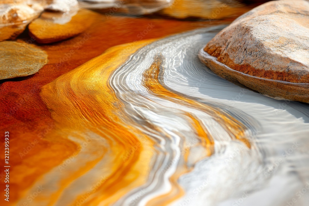 Poster a hyper-realistic close-up of the virgin river in zion, with every ripple, pebble, and reflection ca