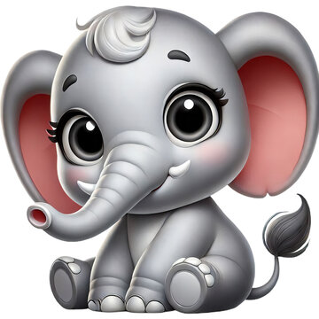 Elephen 3d on white background