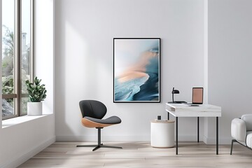 Elegant art mockup displayed in modern office environment