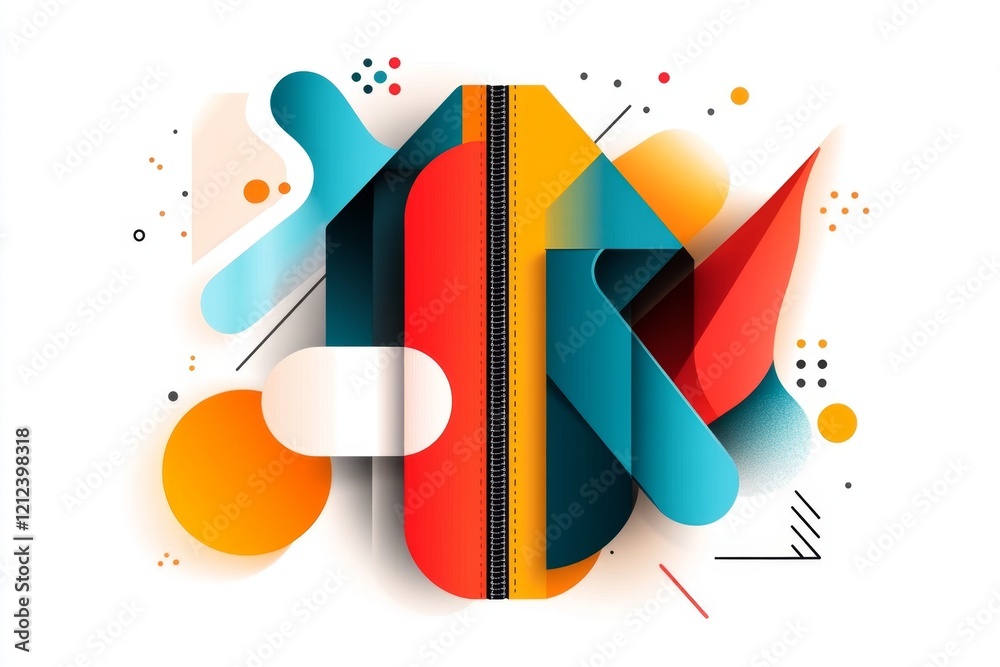 Poster a minimalist flat design of a zipper, with clean, bold lines and metallic tones set against a plain 