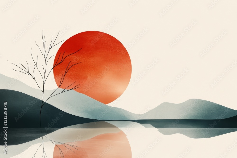 Aufkleber a minimalist line drawing of the yukon river winding through mountains, with clean, simple lines and