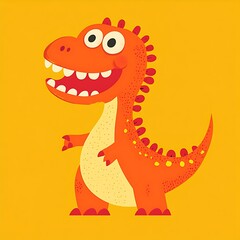Fototapeta premium Cute cartoon dinosaur, cheerful, children's illustration, playful pose