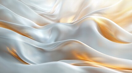 Obraz premium Abstract flowing white and gold fabric.