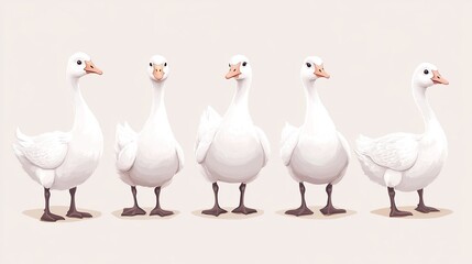 This adorable set of illustrations features a cute little white goose, perfect for adding a touch of country charm to your designs. The set includes a variety of poses
