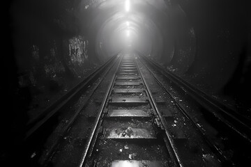 Fototapeta premium A single-track underground station that has been abandoned