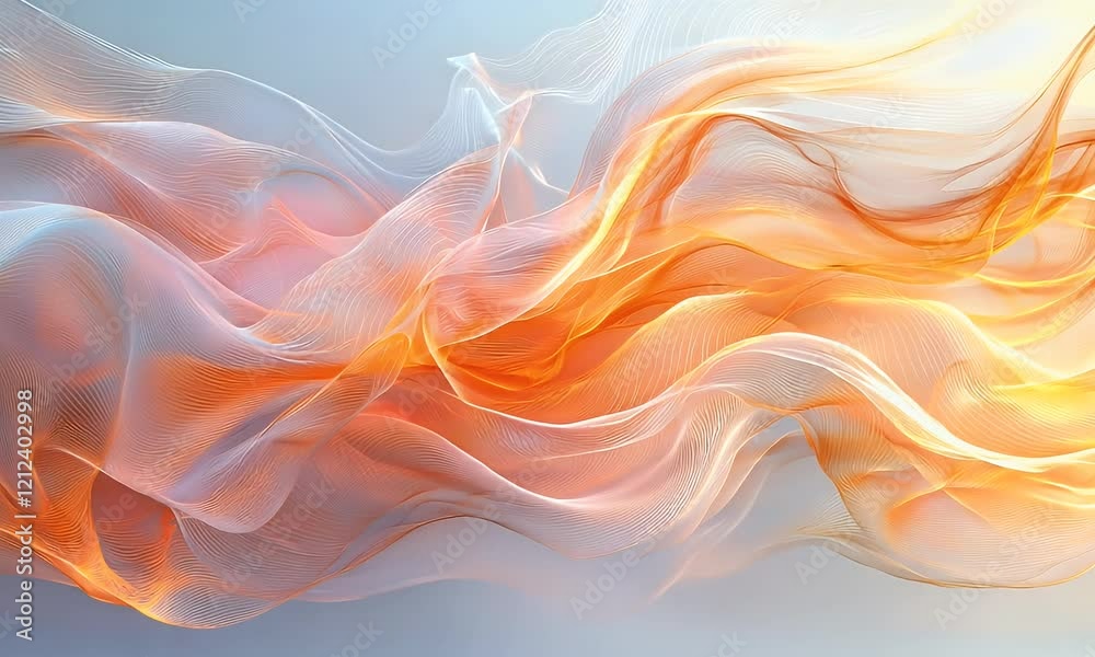 Wall mural abstract flowing fabric in soft pastel colors creating a sense of movement, with a smooth gradient b