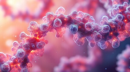 A highly detailed 3D illustration of a human genome, showing the intricate structure of chromosomes and genes. 201