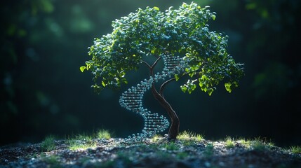 A representation of a genetic family tree, showing how genomics helps trace inherited traits and genetic diseases. 295
