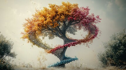 A representation of a genetic family tree, showing how genomics helps trace inherited traits and genetic diseases. 296
