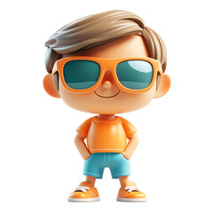 Fototapeta premium Cute 3D Cartoon Boy Summer Sunglasses