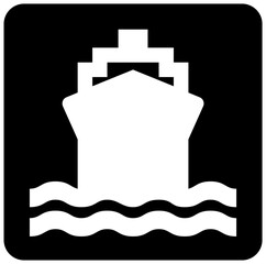 water transportation sign symbol isolated on black background. vector ilustration. 