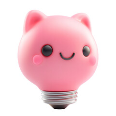 Cute Pink Cat Lightbulb 3D Render