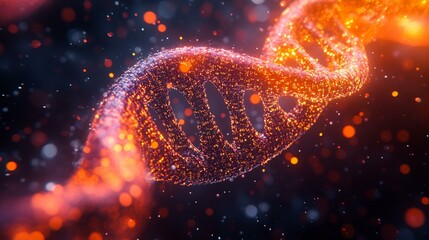 A visual metaphor for bioinformatics research, combining data, DNA, and computer code to illustrate genetic analysis. 384