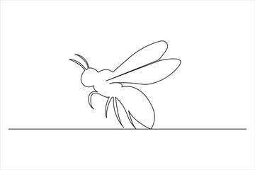 Bee one line drawing art of isolated continuous outline illustration