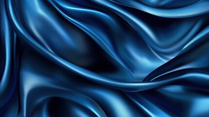 Fototapeta premium Deep blue silk drapes, elegant folds, studio backdrop, textile design