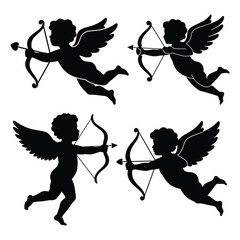 Fototapeta premium A cute little cupid silhouettes 