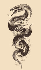 Fototapeta premium Tattoo Design a Cobra Snake Emerging Vector