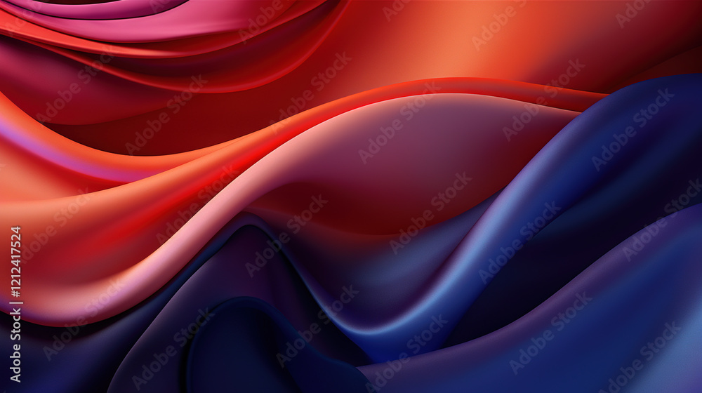 Aufkleber vibrant abstract blue and purple waveform with fluid motion and colorful gradients