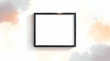 Modern Blank Black Frame Mockup on White Wall.
