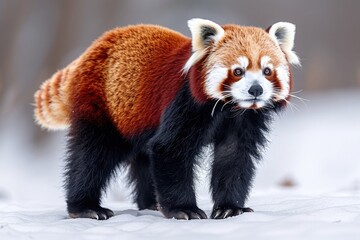 Obraz premium Red Panda Fluffy Cartoon Character Cut Out On A White Background