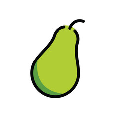 Pear Vector Icon: Flat Cartoon Style Illustration for Web Design and Print