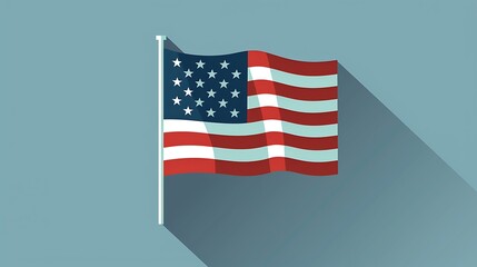 Clean linear icon of a Veterans Day flag in red, white, and blue. Simple lines, minimalistic and elegant design, high resolution.