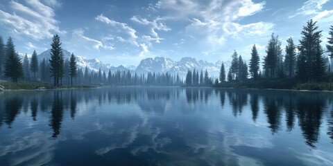 Fototapeta premium Serene Lake Reflection