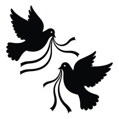 Obraz premium A Doves with ribbons vector with white background 