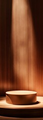 Wooden Platform, Spotlight,  Brown Tones, Minimalist Display