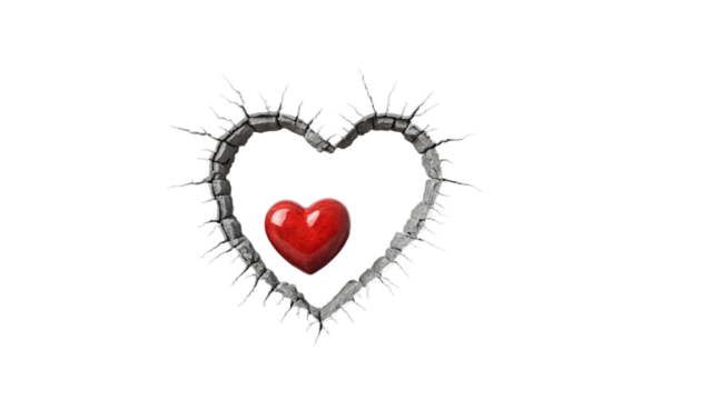 Heart shaped hole torn through paper png 