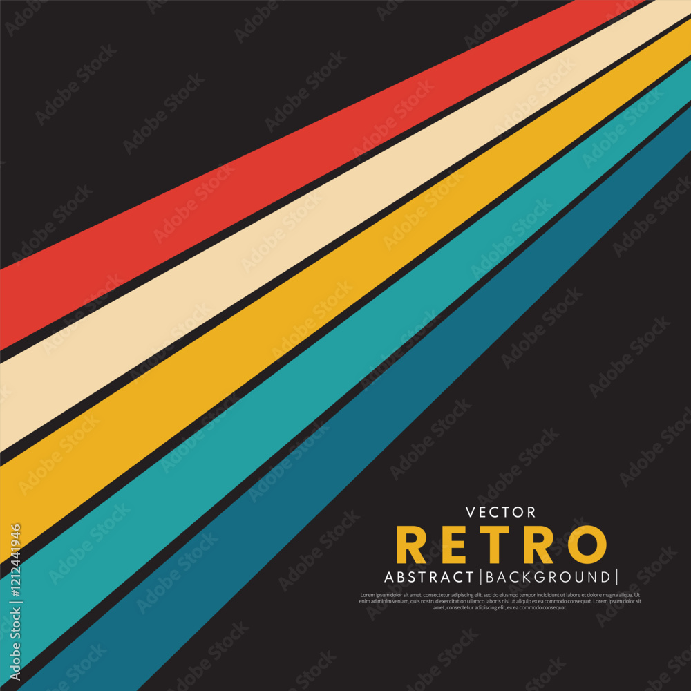 Wall mural abstract minimalist retro background with rounded stripe elements. vector illustration. retro backgr