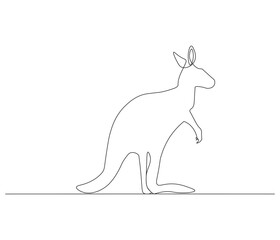 Continuous one line drawing of kangaroo. Single line drawing illustration of kangaroo for zoo icon. Australian mascot. Concept vector art. Doodle line illustration.