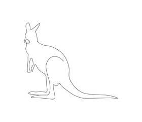 Continuous one line drawing of kangaroo. Single line drawing illustration of kangaroo for zoo icon. Australian mascot. Concept vector art. Doodle line illustration.