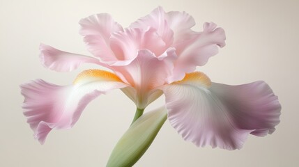 Fototapeta premium Vibrant pink iris blossom in pristine white background, a closeup floral portrait
