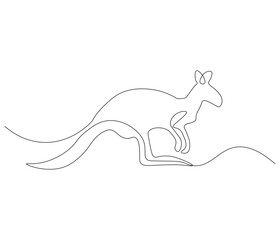 Continuous one line drawing of kangaroo. Single line drawing illustration of kangaroo for zoo icon. Australian mascot. Concept vector art. Doodle line illustration.