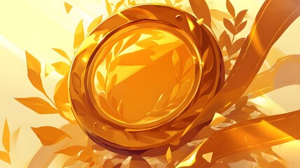 A golden seal with a ribbon, symbolizing recognition and achievement, on a clean surface