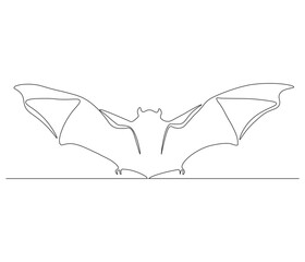 Continuous one line drawing of bat. Single line drawing illustration of bat. Bat symbol of luck. Concept vector art. Doodle line illustration.